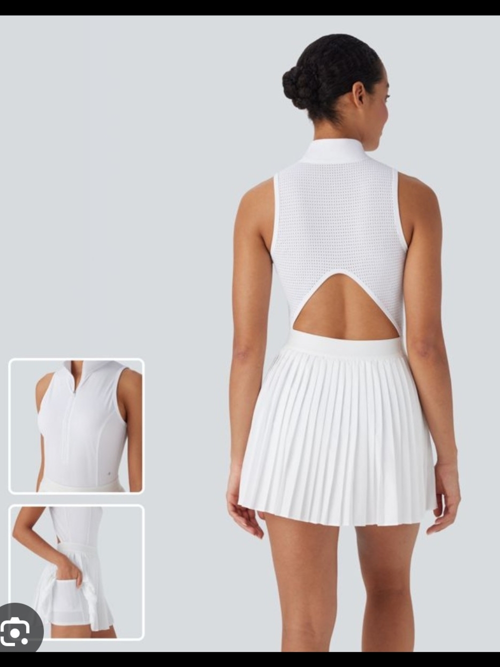 HALARA XS White Tennis Athletic Dress With High Collar & Built In Shorts Pockets